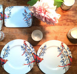 4x Dinner plates Bamboo & Singing Birds - THE WILD SHOWCASE