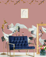 Wallpaper cranes pink Japanese Crane Dance