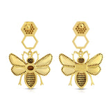 Bee Honeycomb in Mother of Pearl and Topaz Earrings - THE WILD SHOWCASE