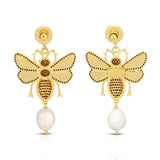 Bee in Mother of Pearl and Topaz Earrings - THE WILD SHOWCASE