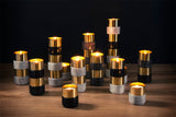 WHITE MARBLE BRASS CANDLE HOLDERS - THE WILD SHOWCASE