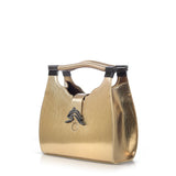 Empire Cheetah Mini Hobo: Designer Shoulder Bag in Metallic Gold Embossed Leather - THE WILD SHOWCASE