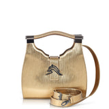 Empire Cheetah Mini Hobo: Designer Shoulder Bag in Metallic Gold Embossed Leather - THE WILD SHOWCASE