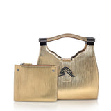 Empire Cheetah Mini Hobo: Designer Shoulder Bag in Metallic Gold Embossed Leather - THE WILD SHOWCASE