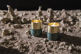 GREEN MARBLE BRASS CANDLE HOLDERS - THE WILD SHOWCASE