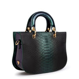 Mademoiselle Satchel: Designer Crossbody Bag in Green Snakeskin - THE WILD SHOWCASE