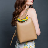 Racer Mini: Women's Designer Backpack in Beige Leather - THE WILD SHOWCASE