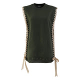 Sleeveless Crewneck with Ribbon in Olive - THE WILD SHOWCASE