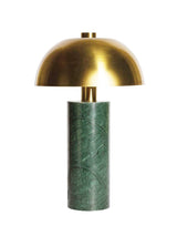 Table lamp green marble with brass shade - THE WILD SHOWCASE