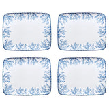 4 rectangular dinner plates Coral blue Coastal Coral Blue NEW - THE WILD SHOWCASE