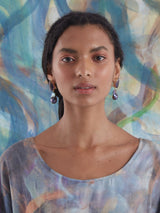 BLACK BAROQUE PEARL AMETHYST EARRING - THE WILD SHOWCASE