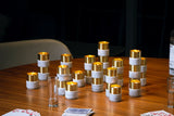 WHITE MARBLE BRASS CANDLE HOLDERS - THE WILD SHOWCASE