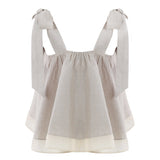 Frilly Top with Bow Tie in Beige - THE WILD SHOWCASE