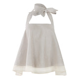 Frilly Top with Bow Tie in Beige - THE WILD SHOWCASE