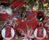 Leopard Lily Square Tablecloth in Royal Red - THE WILD SHOWCASE