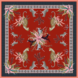 Leopard Lily Square Tablecloth in Royal Red - THE WILD SHOWCASE
