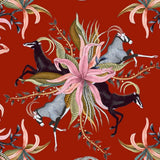 Leopard Lily Tablecloth in Royal Red - THE WILD SHOWCASE