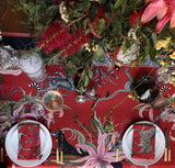 Leopard Lily Tablecloth in Royal Red - THE WILD SHOWCASE