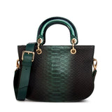 Mademoiselle Satchel: Designer Crossbody Bag in Green Snakeskin - THE WILD SHOWCASE