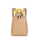 Racer Mini: Women's Designer Backpack in Beige Leather - THE WILD SHOWCASE